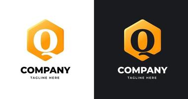 Letter Q logo design template with geometric shape style vector