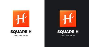 Letter H logo design template with square shape style vector