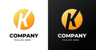 Letter K logo design template with circle shape style vector