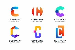 Big bundle set of abstract letter C logo design. Vector design element, with variety monogram K logo element, business sign, logos, identity, vector