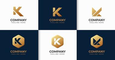 gran conjunto de diseño de logotipo de letra k elegante. elemento de diseño vectorial, con variedad monograma k elemento de logotipo, rótulo comercial, logotipos, identidad, vector