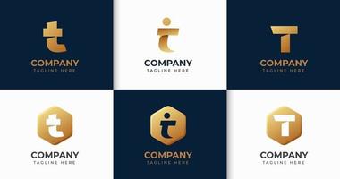 gran conjunto de diseño de logotipo de letra t minimalista. elemento de diseño vectorial, con variedad monograma k elemento de logotipo, rótulo comercial, logotipos, identidad, vector