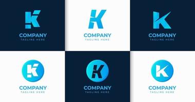 gran conjunto de diseño de logotipo de letra k elegante. elemento de diseño vectorial, con variedad monograma k elemento de logotipo, rótulo comercial, logotipos, identidad, vector