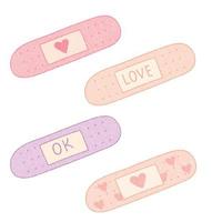 Set of cute plaster with heart vector