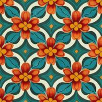 vector de ilustración de elegante flor de colores pintura art deco de azulejos sin costura buena para papel tapiz