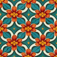 illustration vector of elegant colorful flower seamless tile art deco painting good for wallpaper