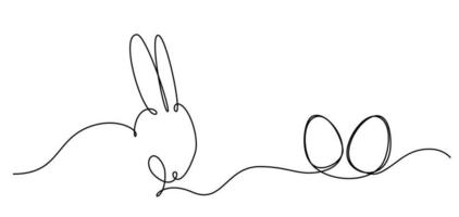 Easter bunny with heart continuous one line drawing. Rabbit simple image. Minimalist vector illustration.Print