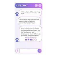 User interface of Chatbot window. User interface of application with online dialogue. Conversation with a robot assistant vector