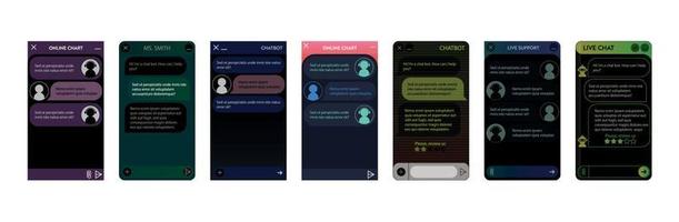 User interface of application with online dialogue. Conversation with a robot assistant vector