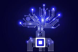 Circuit board electronic tree shape. Electronic vector elements for cyber design.