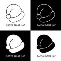 Santa Claus Hat Symbol Illustration. Christmas Cap Head Wear Fashion Logo Icon vector