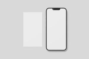 Blank phone with social media post illustration. 3D Render. photo