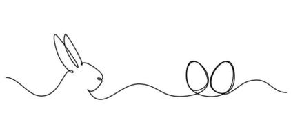 Easter bunny with heart continuous one line drawing. Rabbit simple image. Minimalist vector illustration.Print