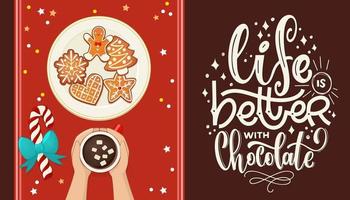 Plate with gingerbread Christmas cookies vector