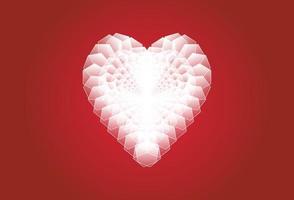 Digital white Pixel art Heart shape isolated on red background. Beautiful Seamless vector pixel love hearts pattern. Creative and modern style design for banner, wallpaper, card and social media