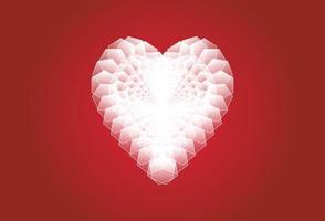 Digital white Pixel art Heart shape isolated on red background. Beautiful Seamless vector pixel love hearts pattern. Creative and modern style design for banner, wallpaper, card and social media