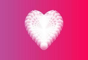 forma de corazón de arte de píxeles blancos digitales aislada en un hermoso fondo rosa. hermoso patrón de corazones de amor de píxeles vectoriales sin fisuras. diseño creativo y elegante para pancartas, papel tapiz, tarjetas y redes sociales vector