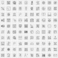 conjunto de 100 iconos de línea de negocios creativos vector