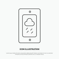 Mobile Chalk Weather Rainy Line Icon Vector