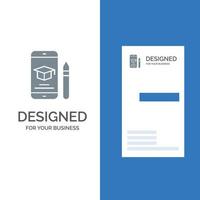 Cap Education Graduation Mobile Pencil Grey Logo Design and Business Card Template vector