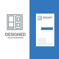 Building House Door Grey Logo Design and Business Card Template vector