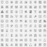 conjunto de 100 iconos de línea de negocios creativos vector