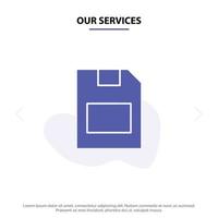 Our Services Card Memory Card Storage Data Solid Glyph Icon Web card Template vector