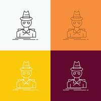 Detective. hacker. incognito. spy. thief Icon Over Various Background. Line style design. designed for web and app. Eps 10 vector illustration