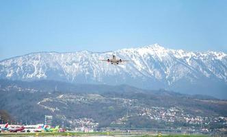 Sochi, Russia - April 22 , 2022 Azimuth Airlines, Sukhoi SuperJet 100-95B photo