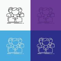 group. multiplayer. people. team. online Icon Over Various Background. Line style design. designed for web and app. Eps 10 vector illustration