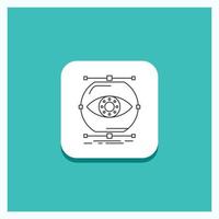 Round Button for visualize. conception. monitoring. monitoring. vision Line icon Turquoise Background vector