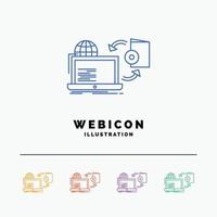 Disc. online. game. publish. publishing 5 Color Line Web Icon Template isolated on white. Vector illustration