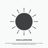 sol. clima. puesta de sol. amanecer. icono de verano. símbolo gris vectorial de glifo para ui y ux. sitio web o aplicación móvil vector