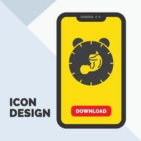 delivery. time. baby. birth. child Glyph Icon in Mobile for Download Page. Yellow Background vector