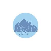 Cerro. paisaje. naturaleza. montaña. icono de glifo de árbol. vector