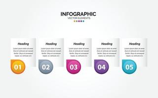 Banners útiles de 5 pasos para infografía horizontal vector