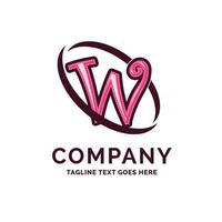 W Company Name Design Pink Beautity Logo Design. Logo Template. Brand Name template Place for Tagline. Creative Logo Design vector