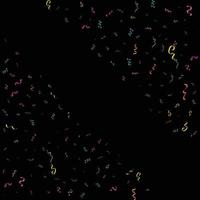 Vector abstract Black Background with many falling tiny colorful confetti pieces and ribbon. Carnival. Christmas or New Year decoration colorful party pennants for birthday. festival