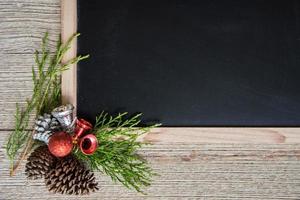 Christmas decoration on wooden backgroun. photo