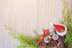 Christmas decoration on wooden backgroun. photo