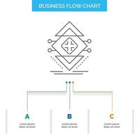 Computing. data. infrastructure. science. structure Business Flow Chart Design with 3 Steps. Line Icon For Presentation Background Template Place for text vector