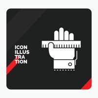 fondo de presentación creativa rojo y negro para la educación. mano. aprender. aprendizaje. icono de glifo de regla vector