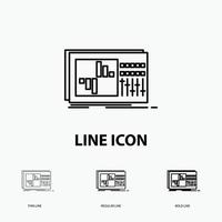 control. equalizer. equalization. sound. studio Icon in Thin. Regular and Bold Line Style. Vector illustration