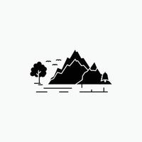 Cerro. paisaje. naturaleza. montaña. icono de glifo de árbol. ilustración vectorial aislada vector