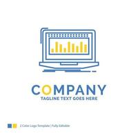 datos. financiero. índice. vigilancia. plantilla de logotipo de empresa amarillo azul común. lugar de plantilla de diseño creativo para eslogan. vector
