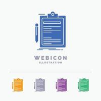 Contract. check. Business. done. clip board 5 Color Glyph Web Icon Template isolated on white. Vector illustration