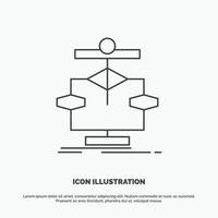 algoritmo. cuadro. datos. diagrama. icono de flujo. símbolo gris vectorial de línea para ui y ux. sitio web o aplicación móvil vector