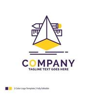 Company Name Logo Design For 3d. design. designer. sketch. tools. Purple and yellow Brand Name Design with place for Tagline. Creative Logo template for Small and Large Business. vector