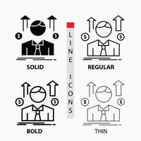 Business. man. avatar. employee. sales man Icon in Thin. Regular. Bold Line and Glyph Style. Vector illustration