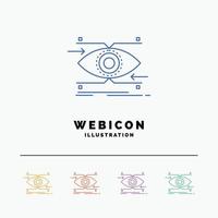 attention. eye. focus. looking. vision 5 Color Line Web Icon Template isolated on white. Vector illustration